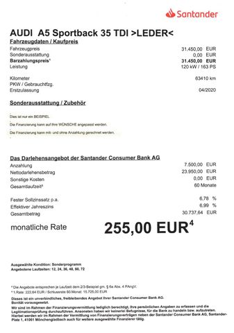 Fahrzeugabbildung Audi A5 Sportback 35 TDI >AUT/KAM/LED/NAV/Leder<