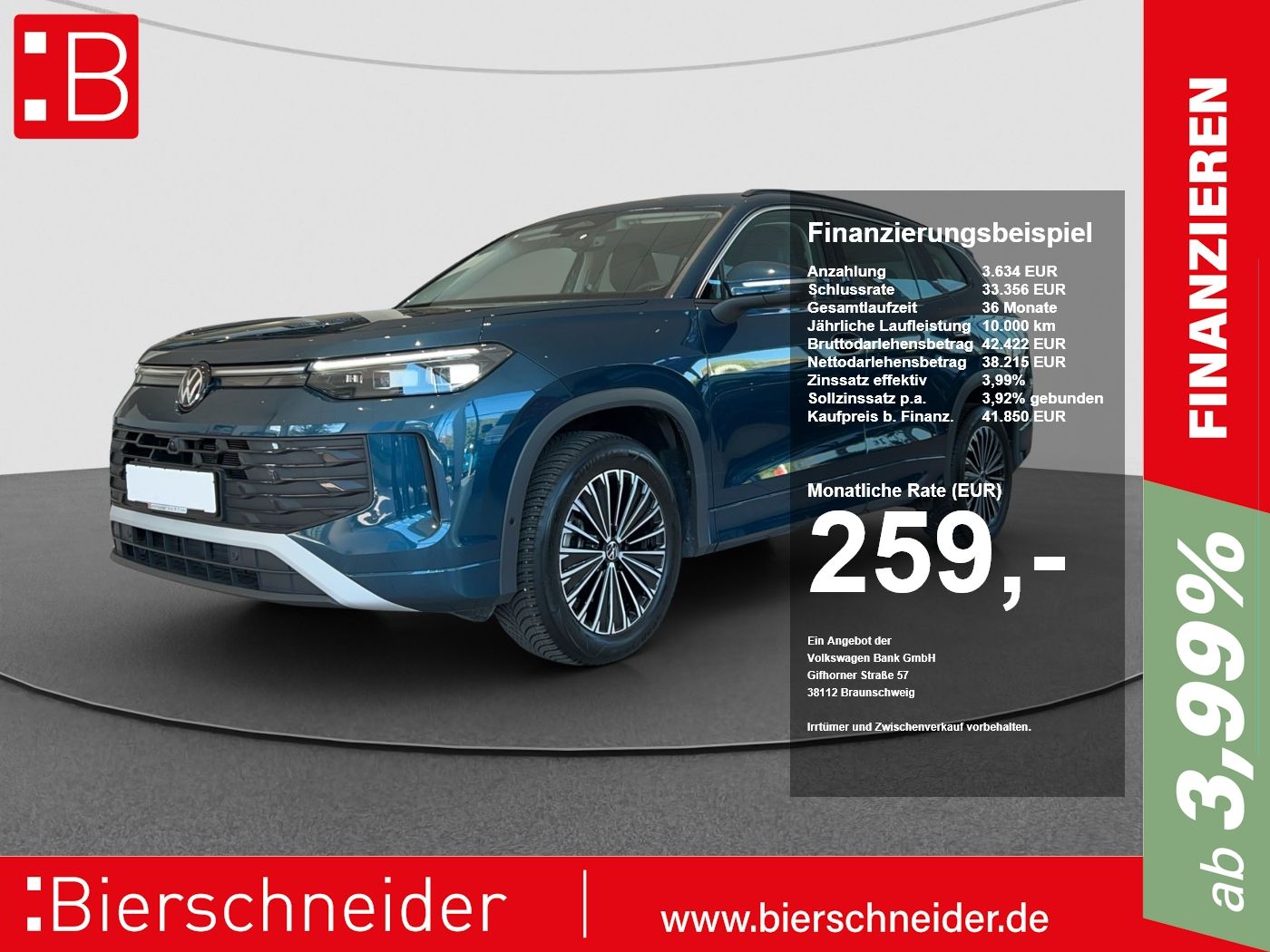 Volkswagen Tayron 2.0 TDI DSG 4Mo. Life 7S AHK 360° CAM IQ-