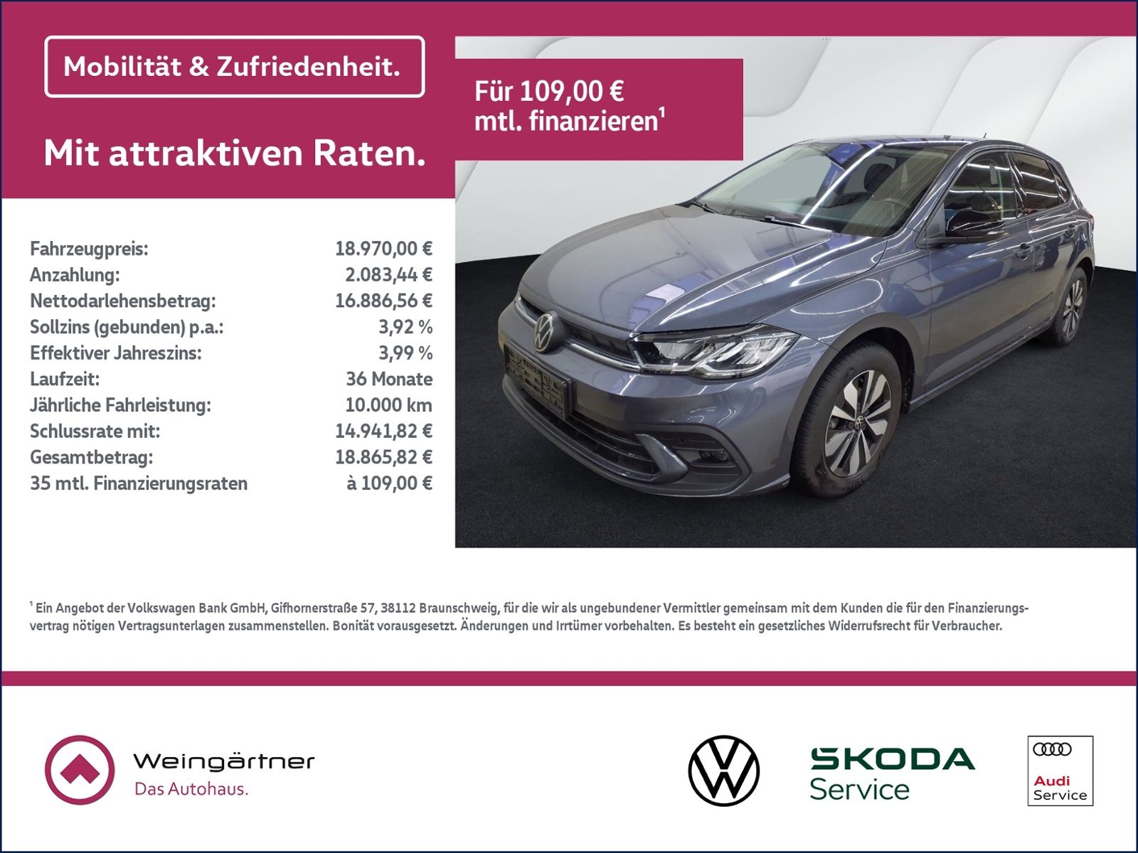 Polo 1.0 TSI GOAL, ACC, App, Sitzhzg, PDC