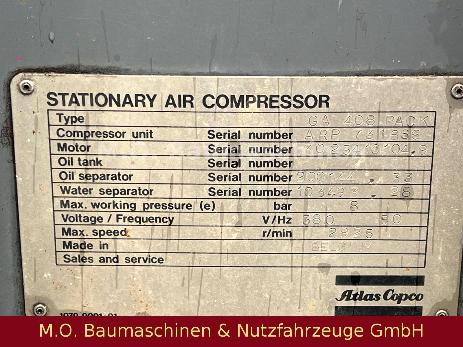 Fahrzeugabbildung Atlas Copco GA 408 Pack / Kompressor / 8 Bar / 2925 1/min