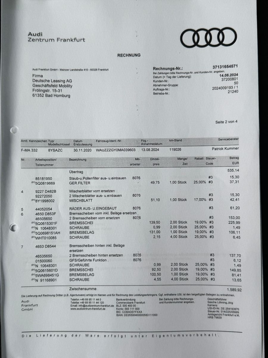 Fahrzeugabbildung Audi A3 Limousine S-LINE RS3 S-SITZE PANO VIRTUAL LED