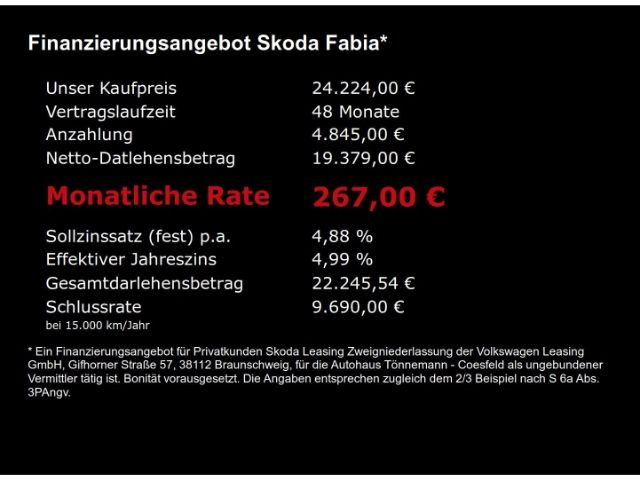 Fabia MONTE CARLO TSI DSG+BLUETOOTH+SITZ-/LENKRA