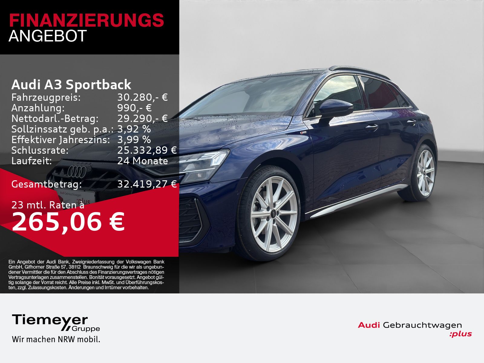 Audi A3 Sportback 30 TFSI S LINE ST.HEIZ SONOS HuD AH