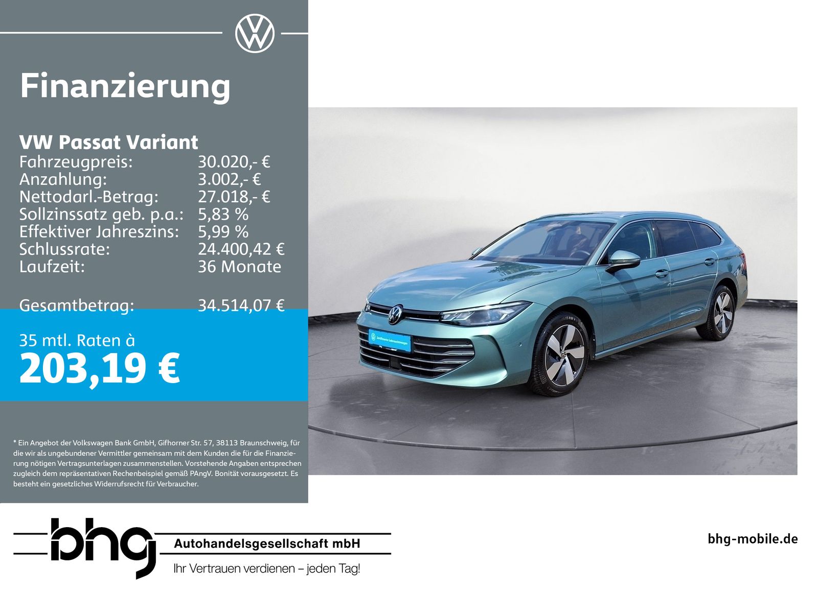 Volkswagen Passat Variant 2.0TDI DSG Business Standhzg Lede