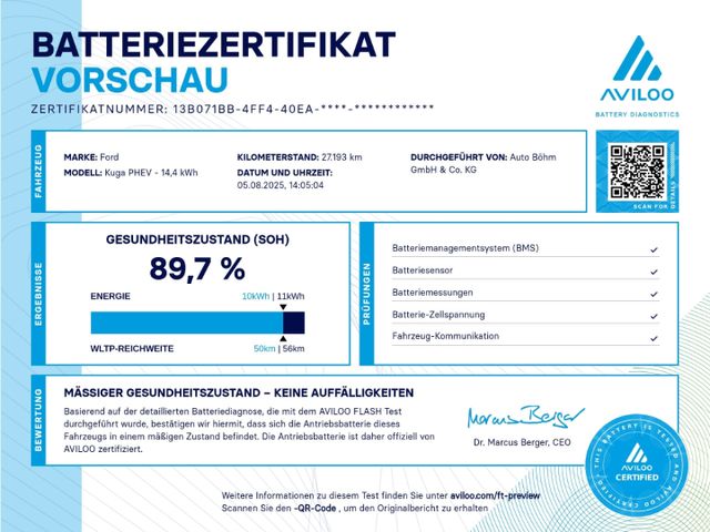 Ford Kuga PHEV Vignale 2.5 HUD+B&O+ACC+Leder+Navi+Kli