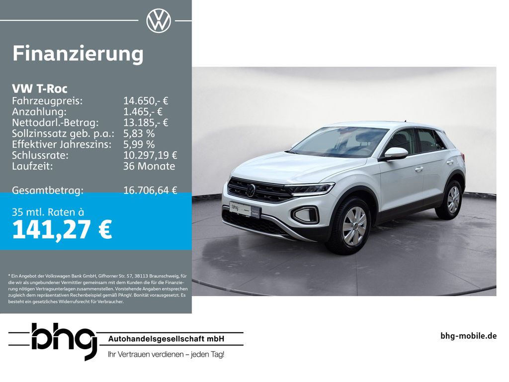 Abbildung Leasingangebot Volkswagen T-Roc 1.0 l TSI OPF ACC-FrontAssist AppConnect d
