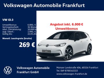 Volkswagen Leasingangebot: Volkswagen ID.3 Pro 150 kW (204 PS) 59 kWh 1-Gang-A utomati