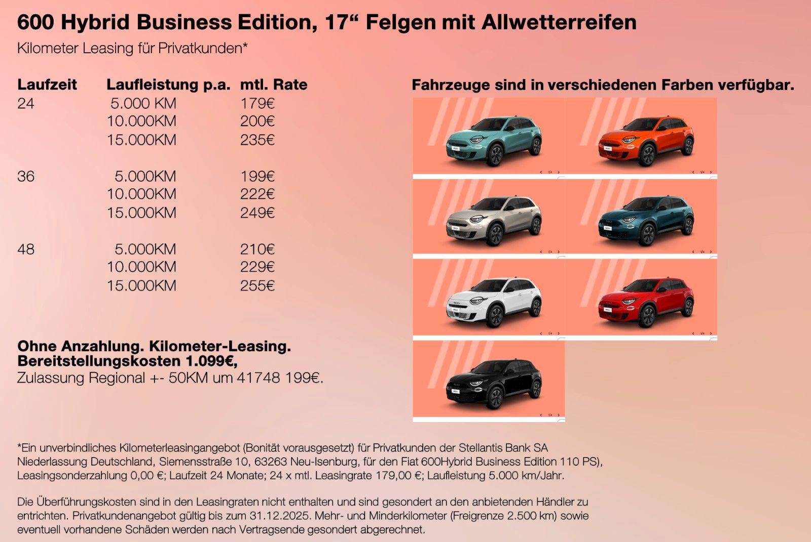 Fiat 600 Hybrid DCT BusinessEdition 17" 4S-Reifen