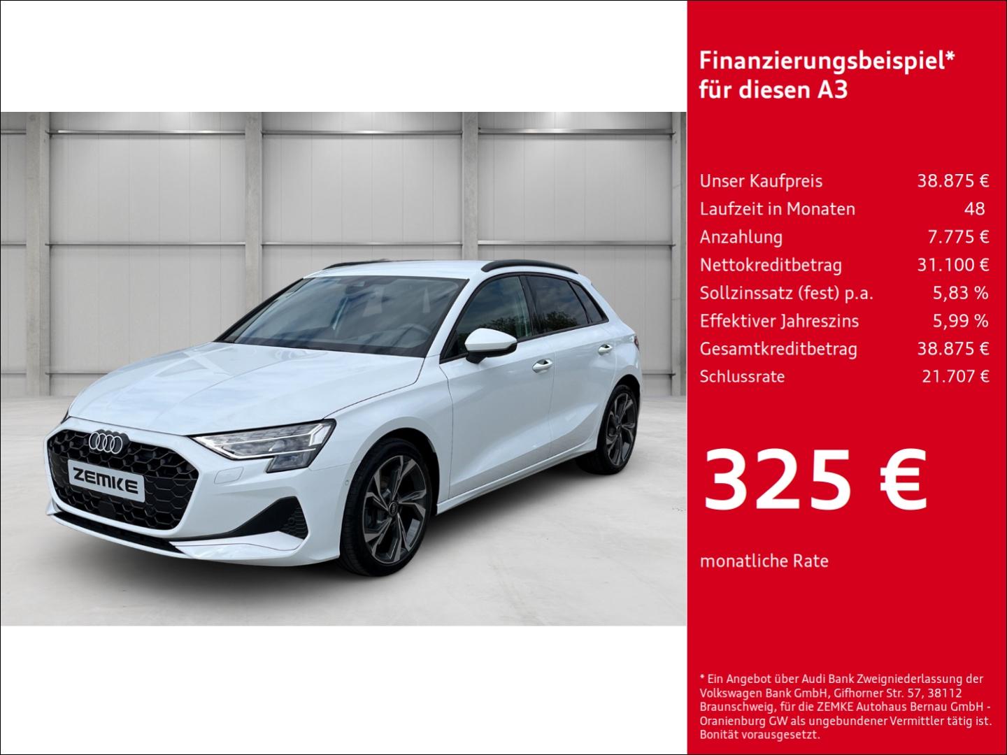 Audi A3 Sportback 35 TFSI S tronic advanced 3,49 % AH