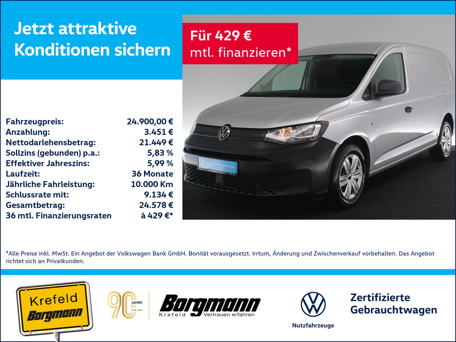Volkswagen Caddy Cargo Maxi 2.0 TDI EcoProfi AHK PDC KLIMA
