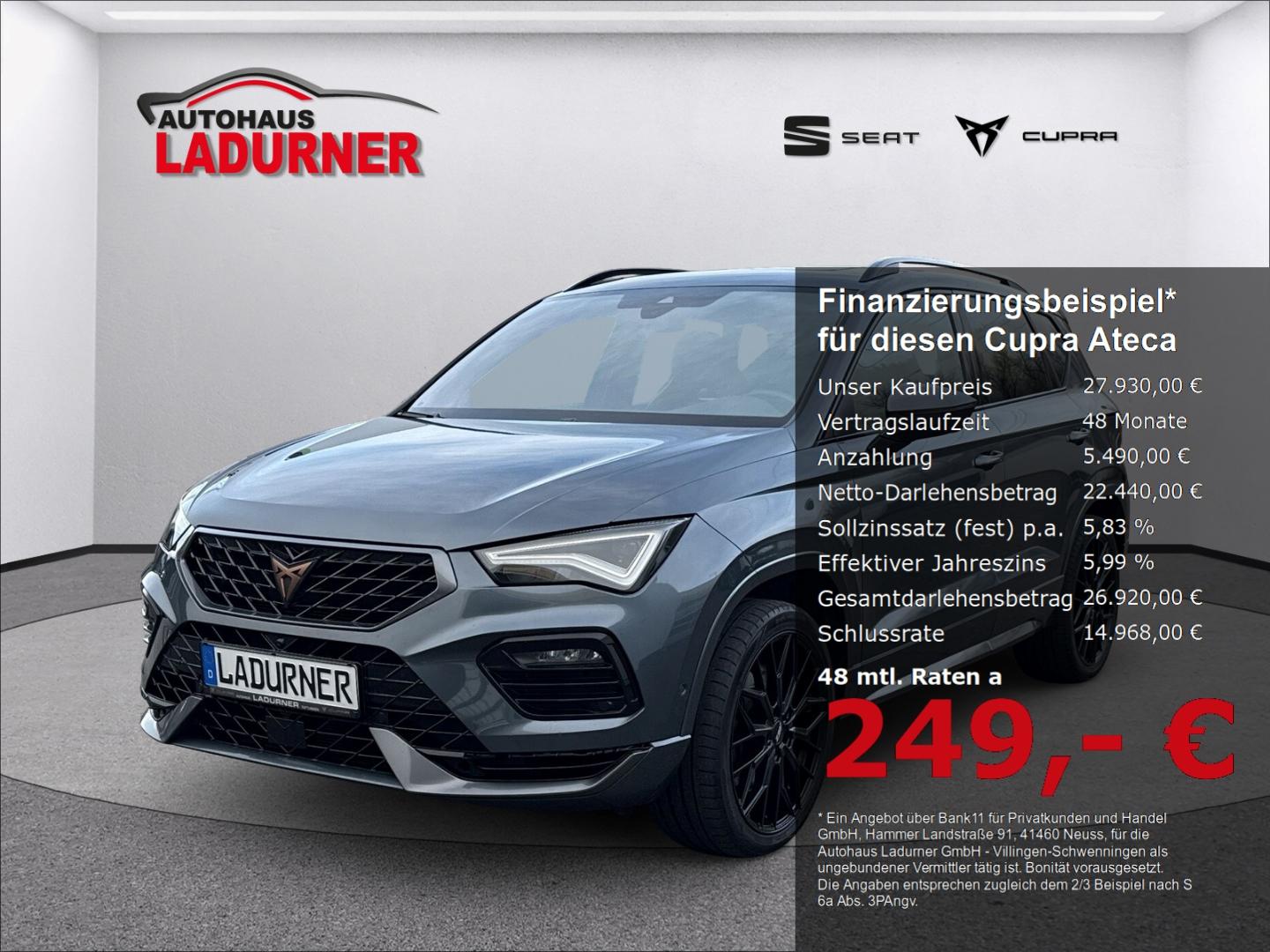 Cupra Ateca 4D*AHK+NAVI+PANODACH+360KAM.+PDC+ALCANTARA