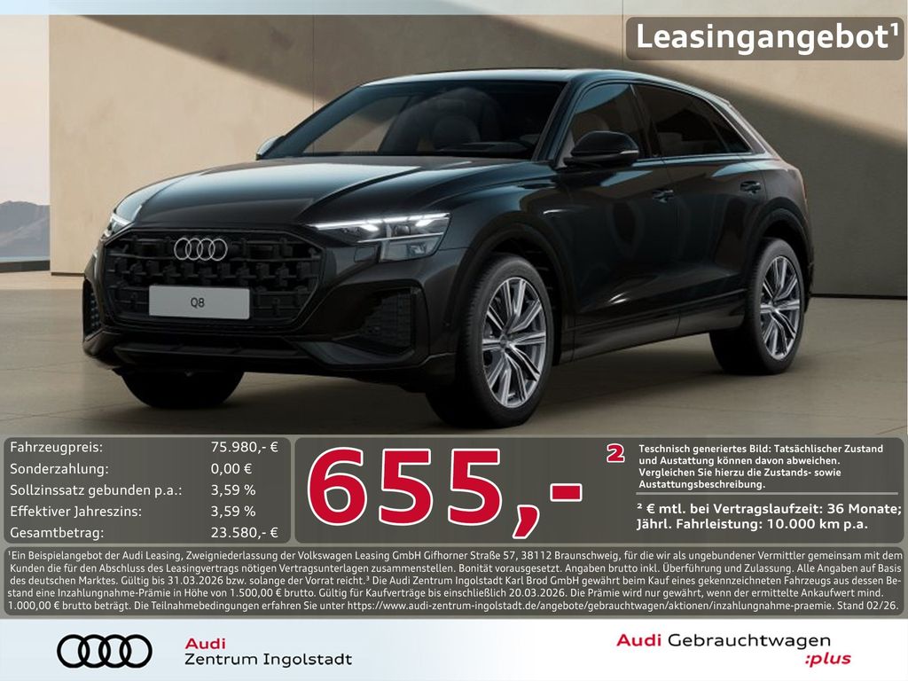 Audi Q8 50 TDI qu Luft AHK HuD Pano 360° Matrix 21"