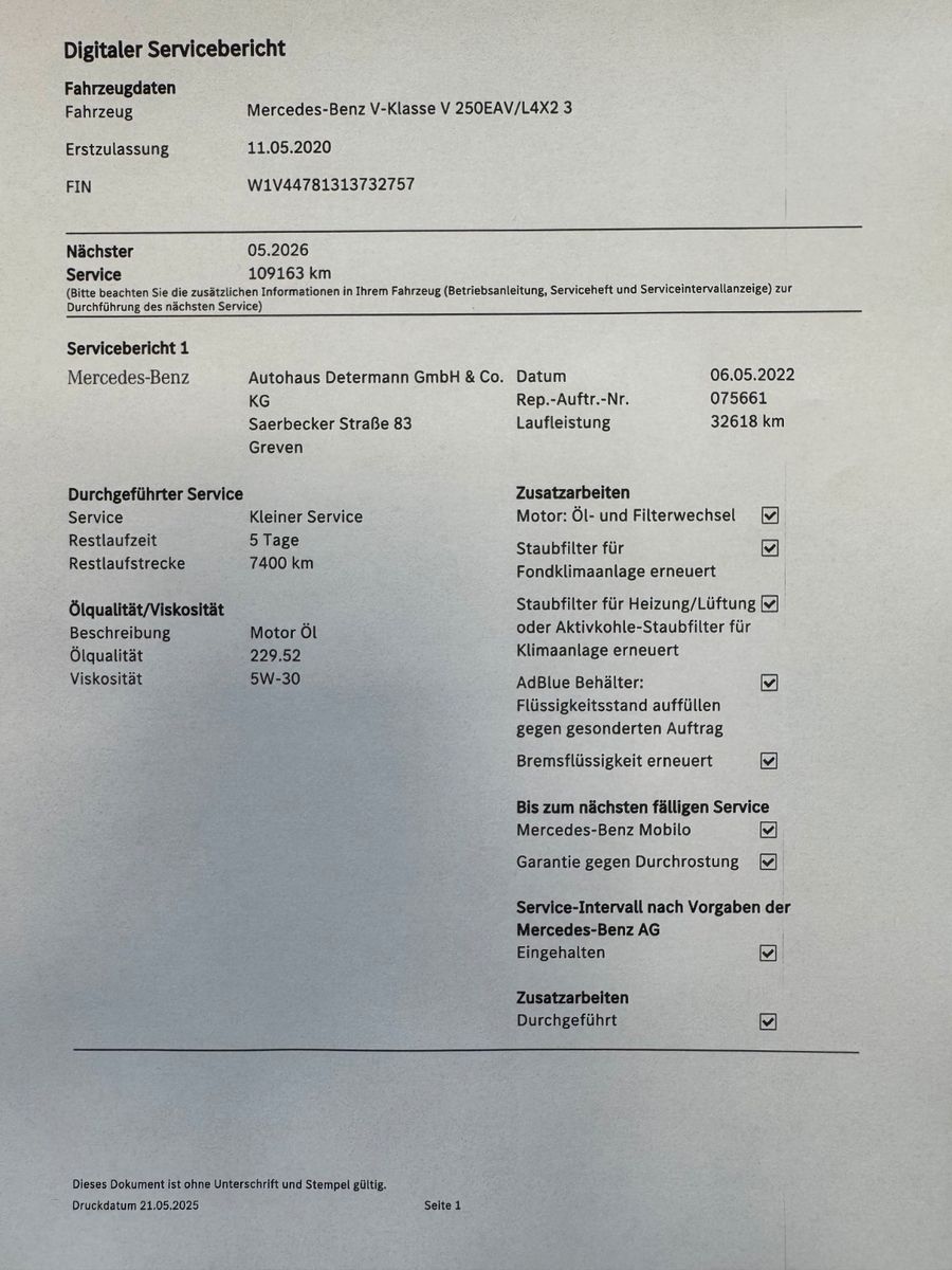 Fahrzeugabbildung Mercedes-Benz V-Klasse V 250d AVANTGARDE EDITION lang "AHK"