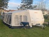 Dethleffs Aero 500 qsk mit Mover WIGO Vorzelt +Zubehör - Heckgarage Wohnwagen Mit