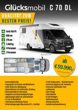 Glücksmobil C 70 DL *Automatik*nur 2,12 m*Face2Face - Glücksmobil Wohnwagen & Wohnmobile