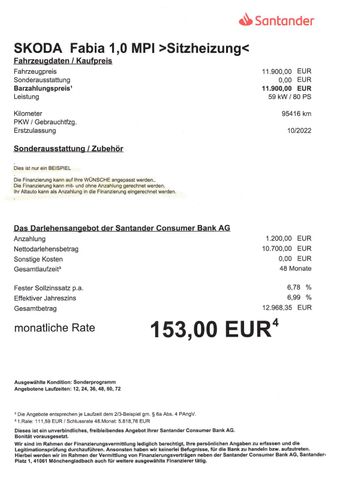 Fahrzeugabbildung Skoda Fabia 1.0l MPI Lim >LED-Licht/Sitzheiz<