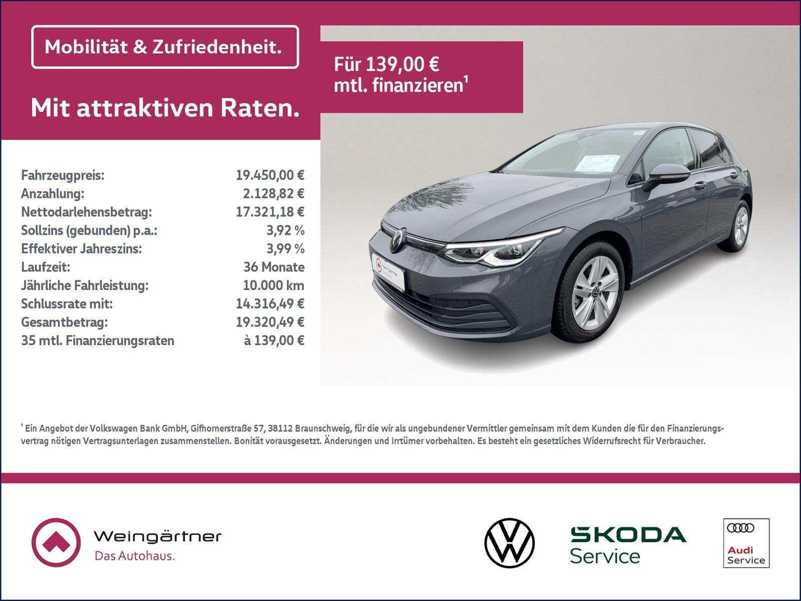Volkswagen Golf VIII 1.5 TSI Life, Navi, Sitzhzg, LED+, App