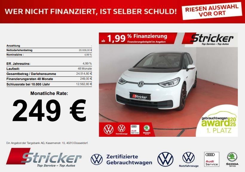 VW ID.3 Style 150/58 249,-ohne Anzahlung Pano Matri