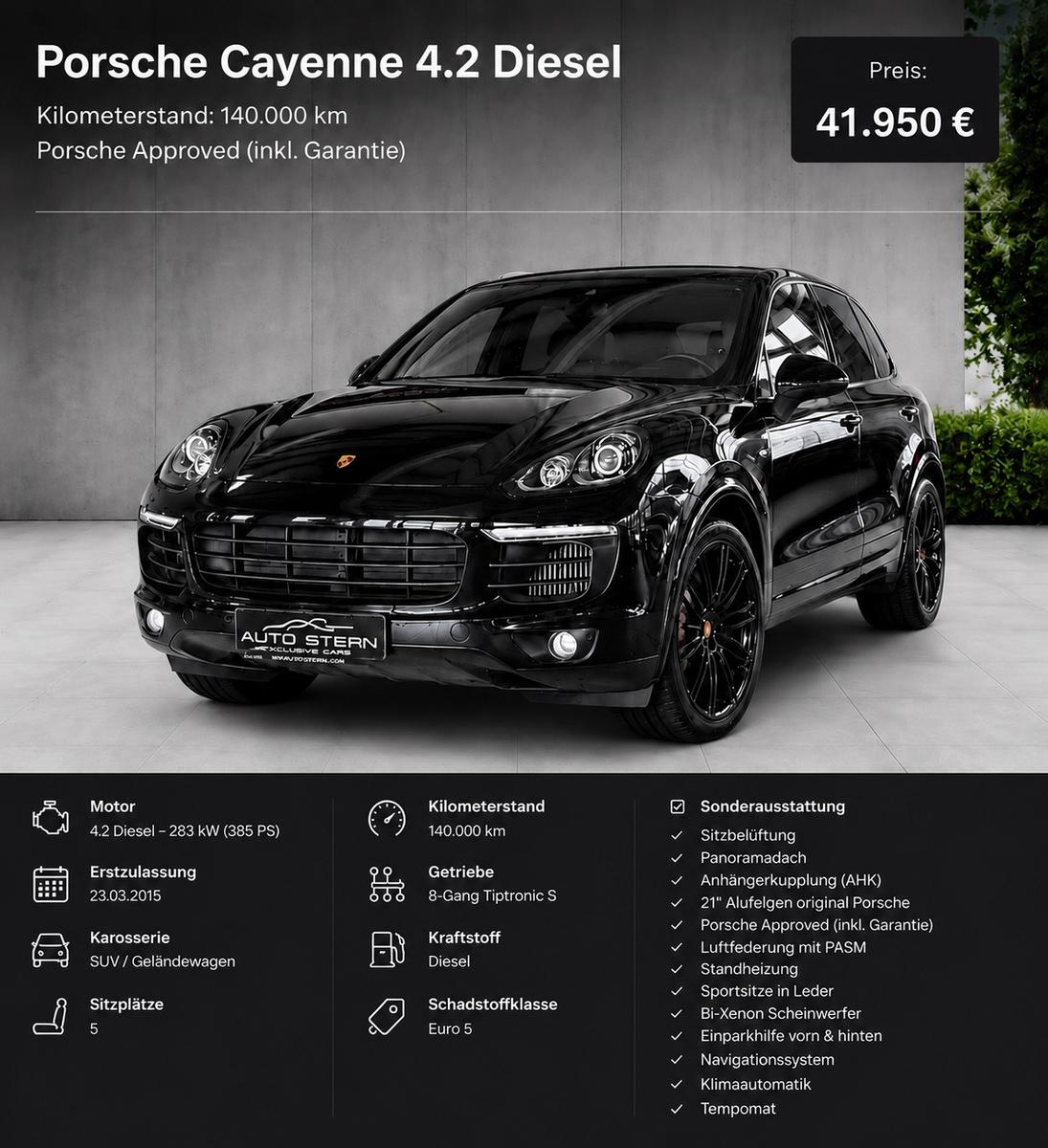 Porsche Cayenne S Diesel PANO AHK STD.HZG APPROVED 08/27