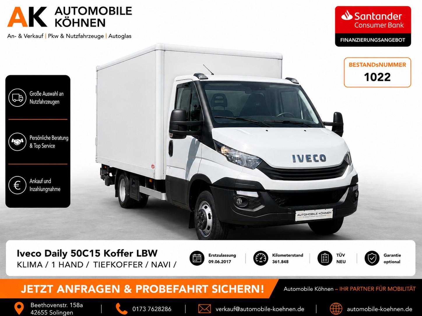Iveco Daily 50C15 Koffer LBW /TIEFKOFFER / KLIMA / 3L 