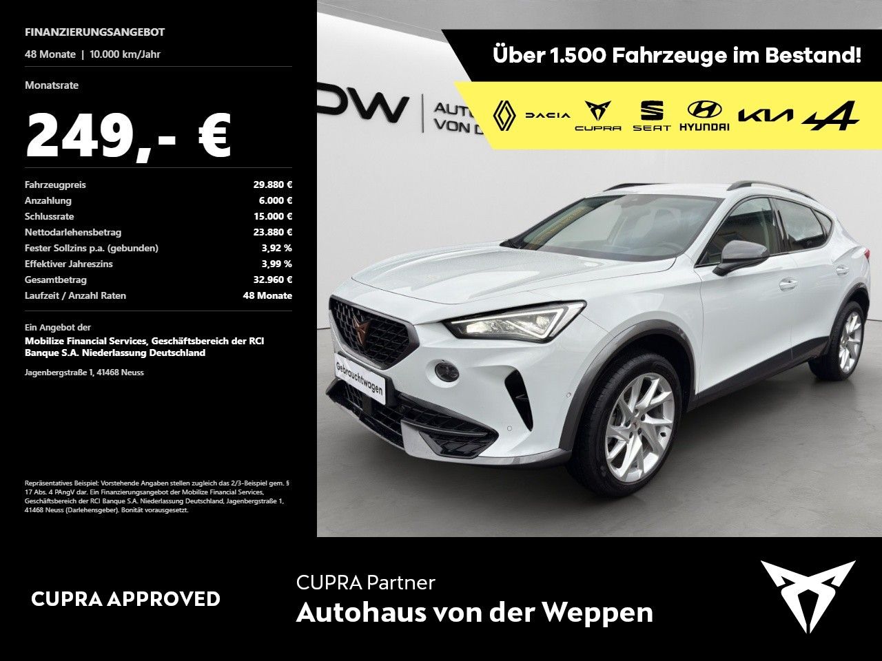 Cupra Formentor 1.5 TSI 5J.Herstellergarantie.Navi,LED