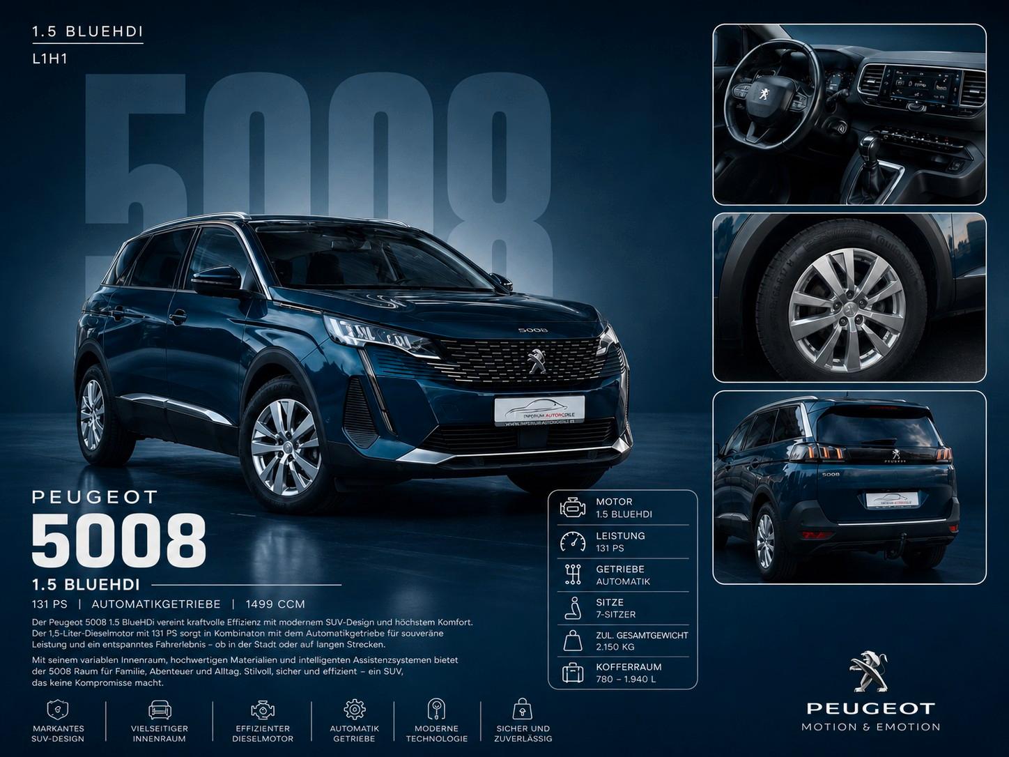 Peugeot 5008 1.5 HDI Allure Pack *LED*CAM*NAV*TLEDER*ACC
