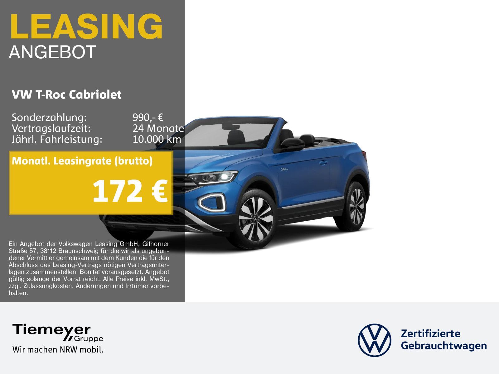 Volkswagen T-Roc Cabrio 1.0 TSI GOAL LED+ KAMERA LM17