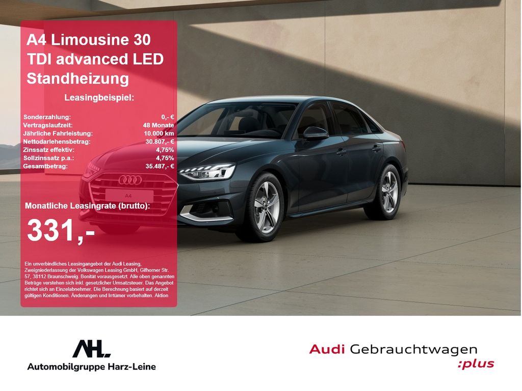 A4 Limousine 30 TDI advanced LED Standheizung LM
