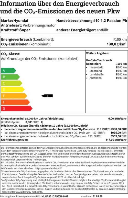 Fahrzeugabbildung Hyundai i10 1,2 Passion Plus (IA)