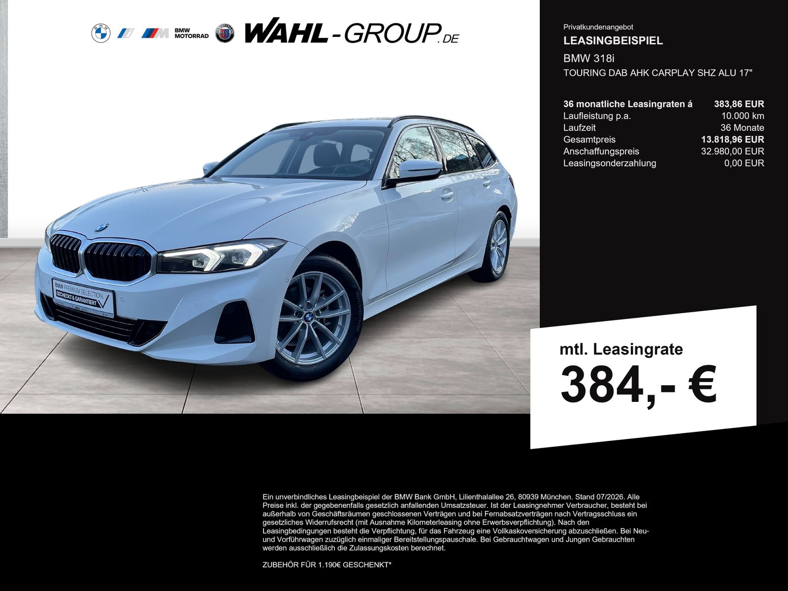 BMW 318i TOURING DAB AHK CARPLAY SHZ ALU 17"