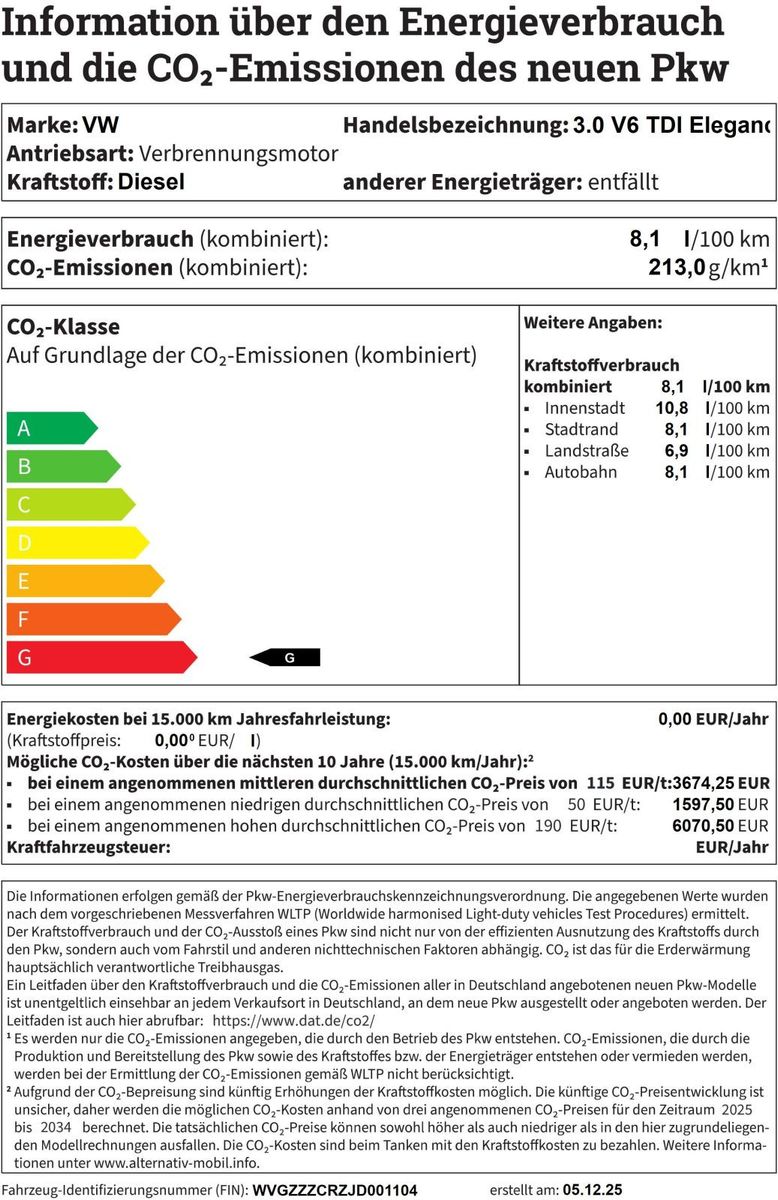 Fahrzeugabbildung Volkswagen Touareg 3.0 V6 TDI Elegance 4Motion