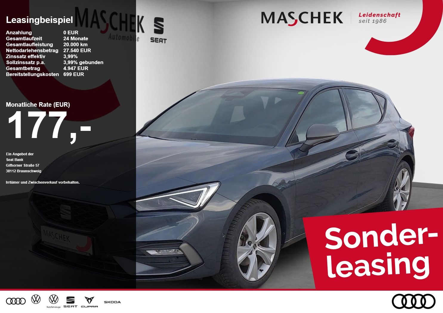 Seat Leon FR 1.5 eTSI DSG Sonderleasing Navi RearView