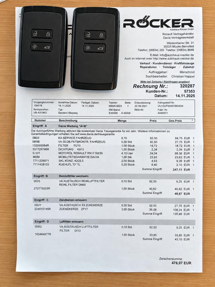 Dacia Sandero III Stepway 1. HAND LED AHK KAM CARPLAY