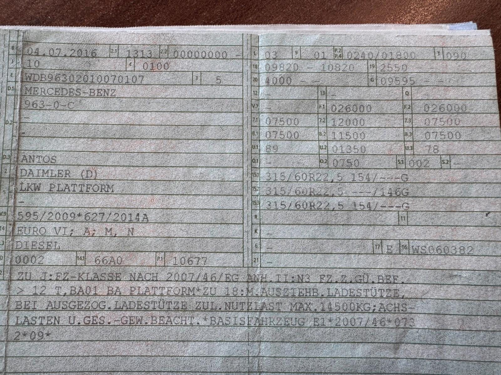 Mercedes-Benz 2533 6X2 Plateau 7,40m + 1,00 m gesamt 8,40 m