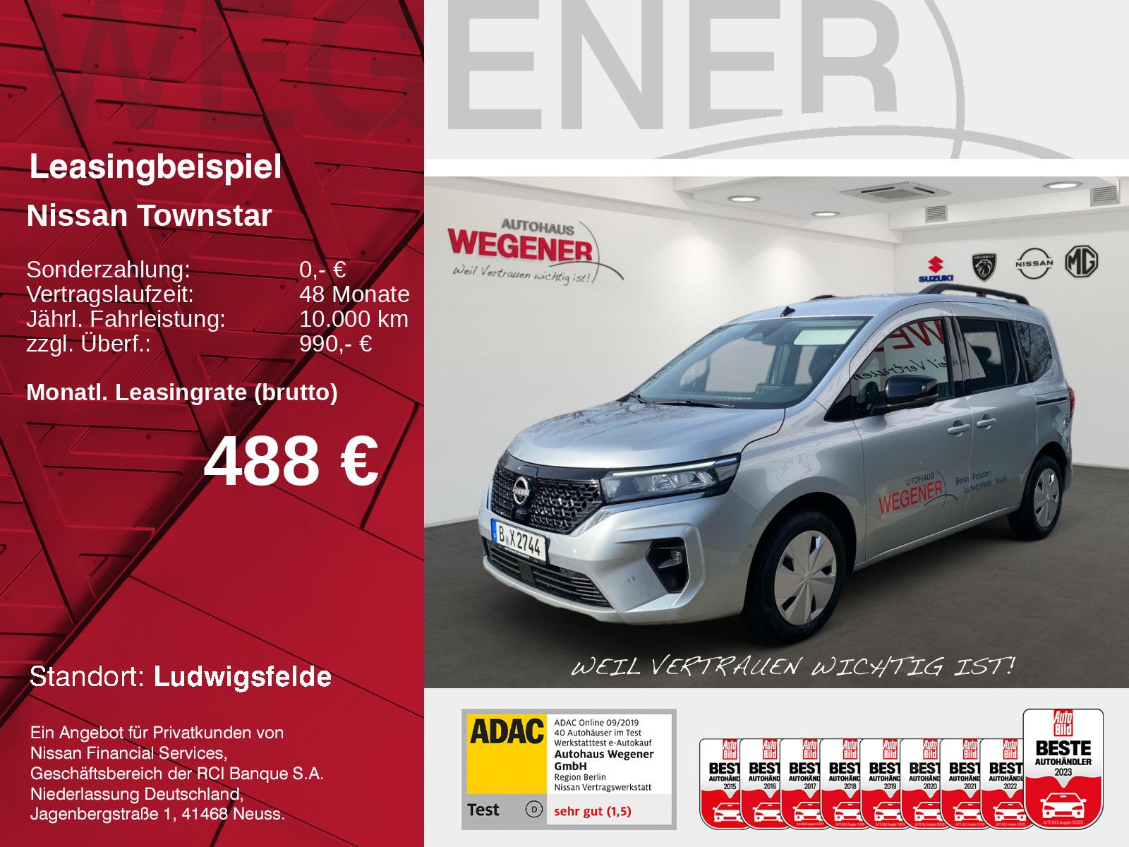 Nissan Townstar Kombi EV TEKNA LED 360°KAM SHZ Keyless