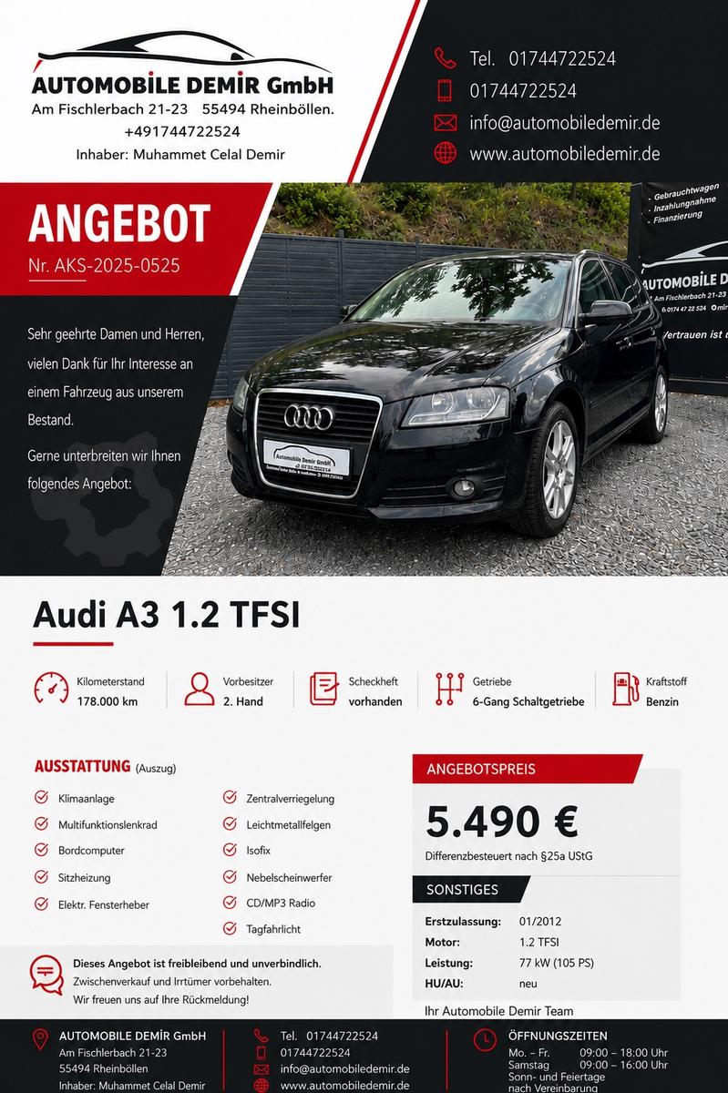 Audi A3 Sportback 1.2 TFSI /NAVI/TEL/SHZ/TEMPO/MULTI/
