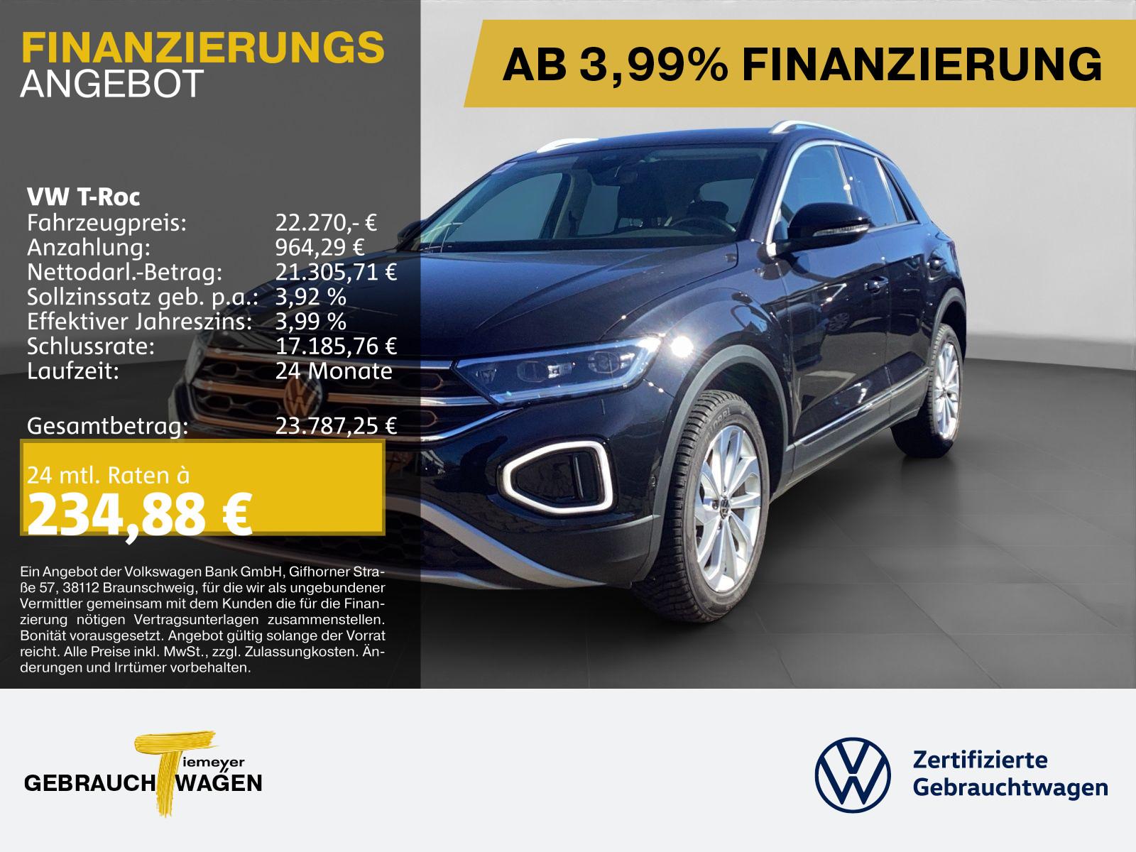 Volkswagen T-Roc 1.0 TSI STYLE AHK PARKLENK ERGO NAVI LED+