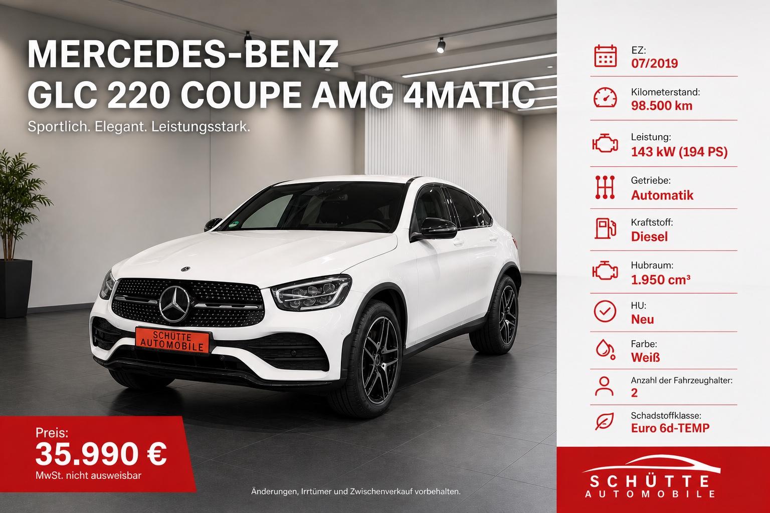 Mercedes-Benz GLC 220 Coupe AMG 4Matic,Night,Distronic,Standh,