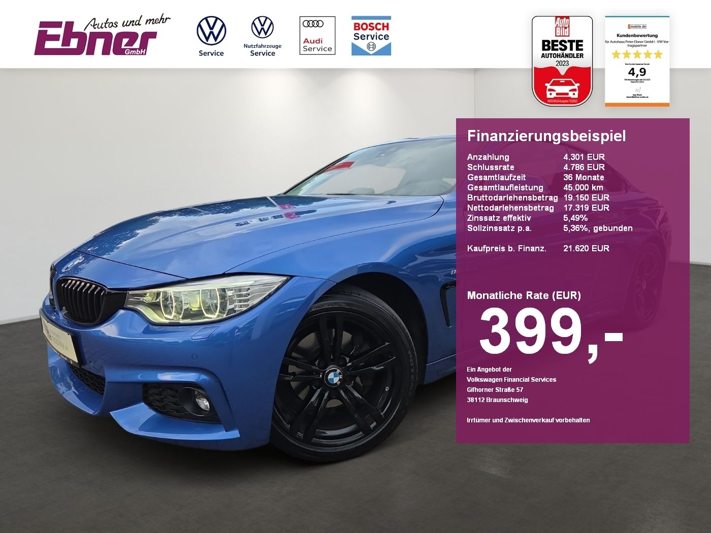 BMW 420d Coupe M SPORT 184PS STEPTRONIC SDACH+AD.LED