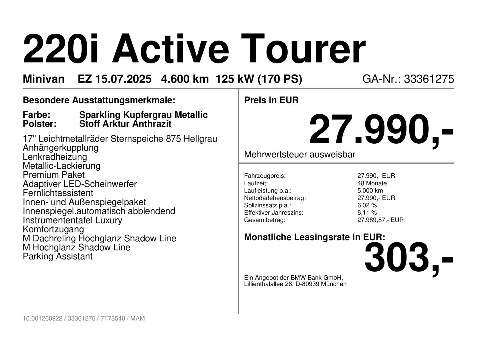 BMW 220i Active Tourer adapLED AHK SHZ ab 1,49% foto 5