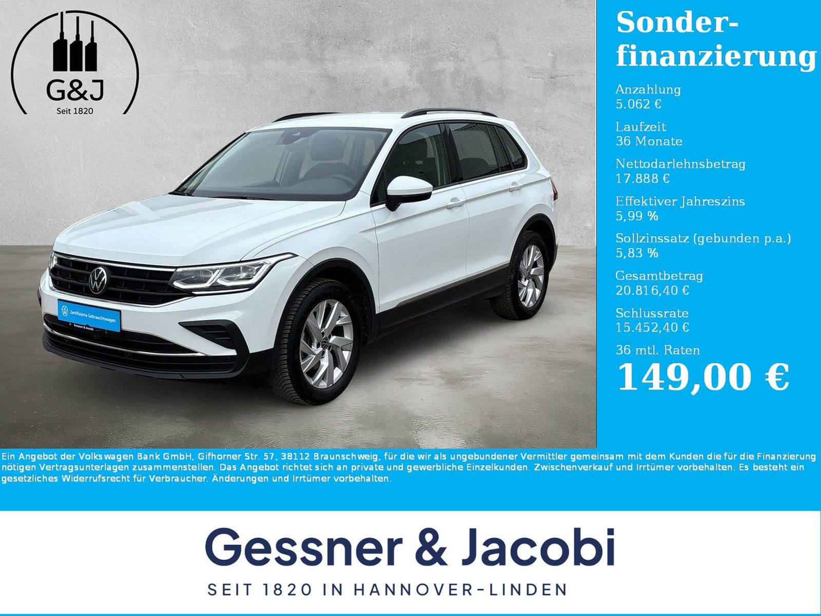 Fahrzeugabbildung Volkswagen Tiguan Life 1.5 TSI RFK Matrix-LED
