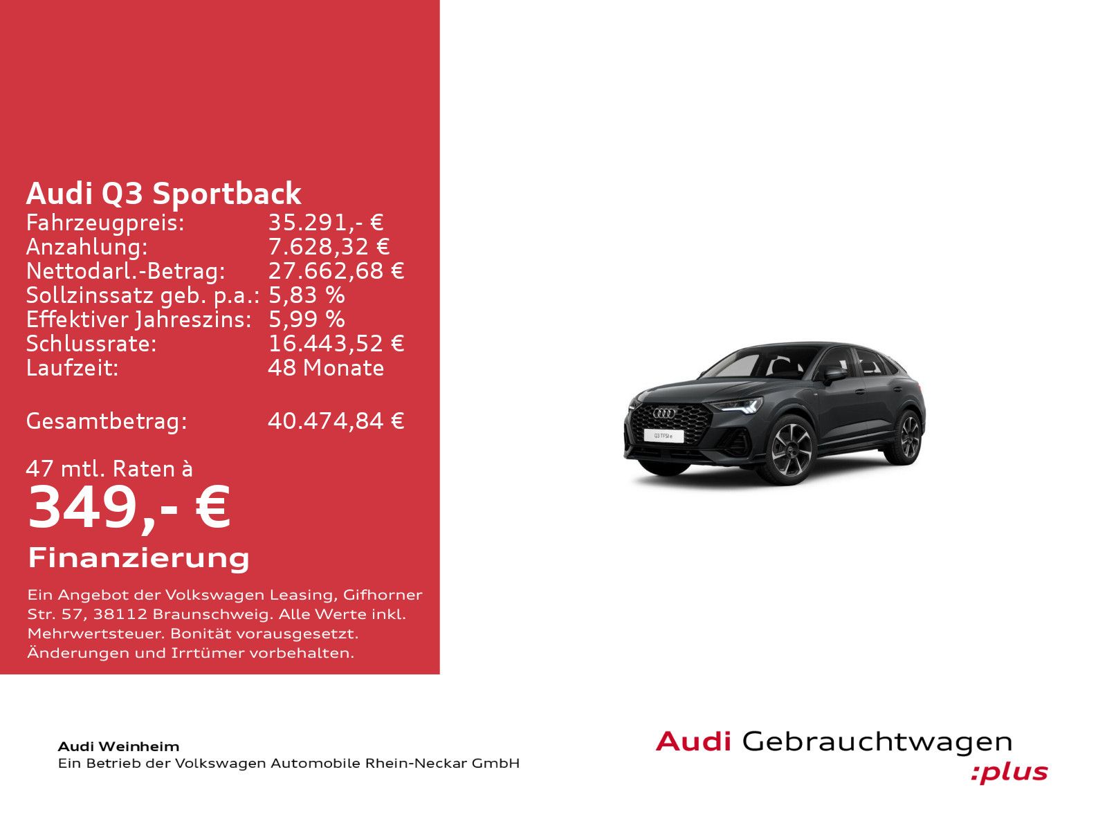 Audi Q3 Sportback 45 TFSI e Black Paket S-Line Matrix imagem 2
