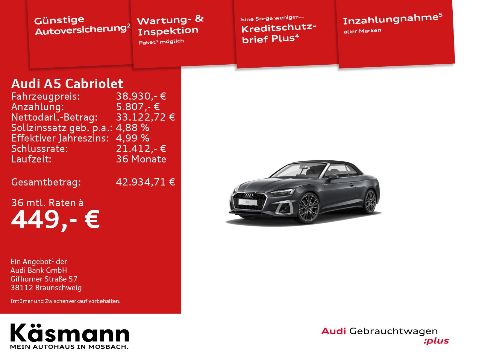 Audi A5 Cabriolet S line 40TFSI qu MATRIX 360° ACC NA