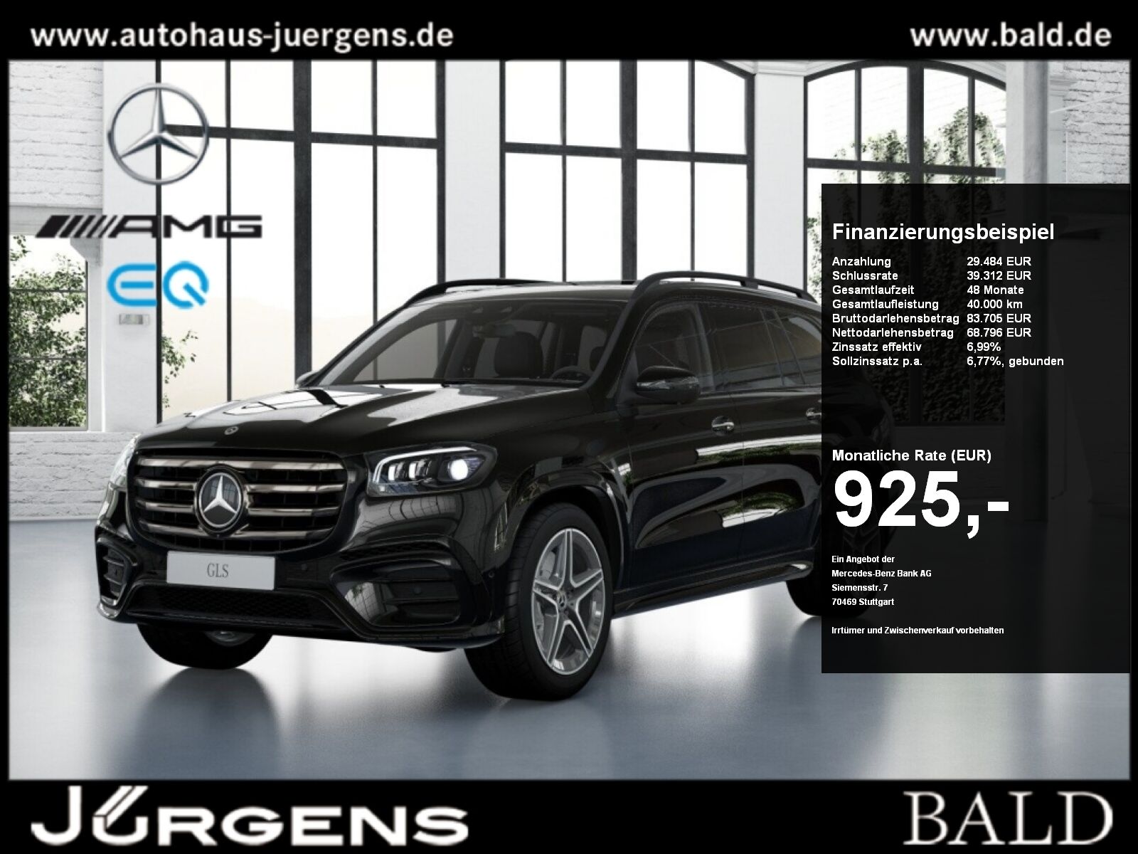 Mercedes GLS 450 2025, 3.0D dīzelis, Automāts, SUV/Apvidus, Melns — Latvijā