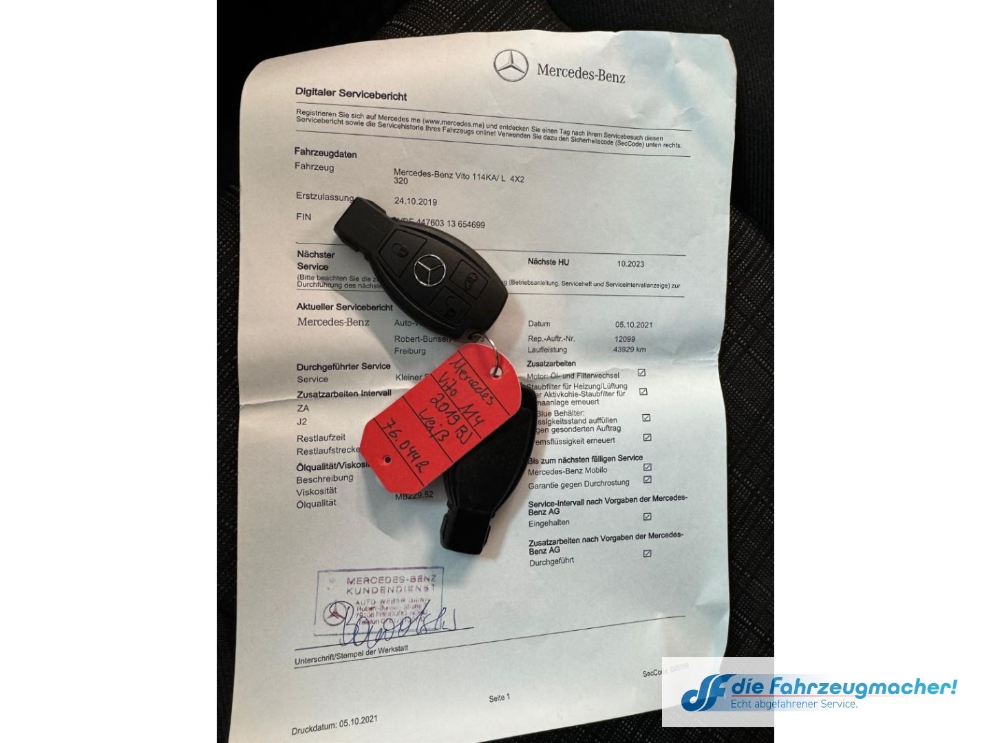 Fahrzeugabbildung Mercedes-Benz Vito Kasten 114 CDI BT RWD lang  Parklenkass. Te