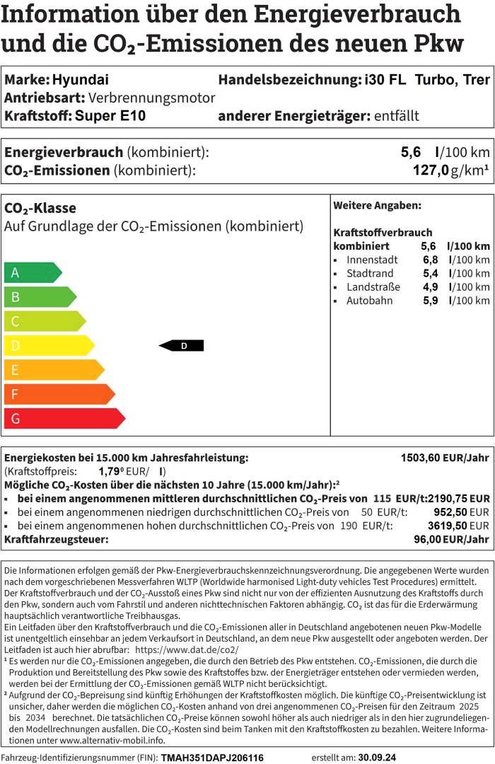 Fahrzeugabbildung Hyundai i30 FL  Turbo, Trend