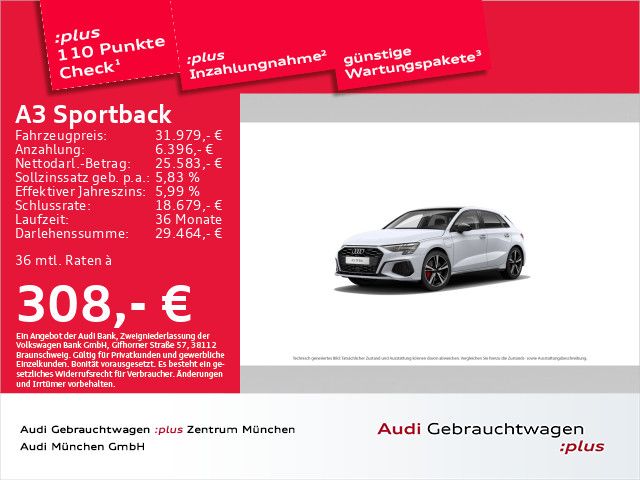 Audi A3 Sportback TFSI e 45 S tronic 2x S line Pano/L