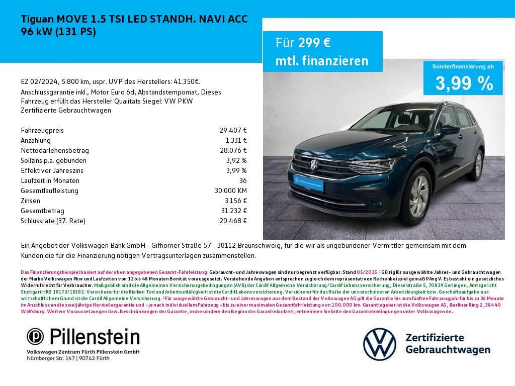 Volkswagen Tiguan MOVE 1.5 TSI LED STANDH. NAVI ACC