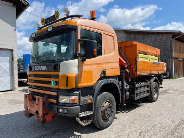 Scania P114CB 4x4 Allrad 3-SKipper mit Frontkran Bj2003