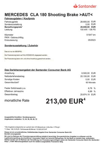 Fahrzeugabbildung Mercedes-Benz CLA 180 Shooting Brake >AUT/NAVI/Teilleder<